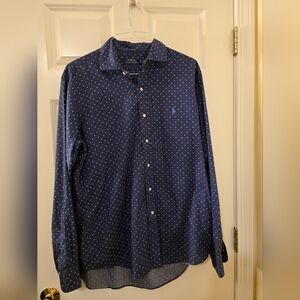 Ralph Lauren Men's Blue Polka Dot Shirt